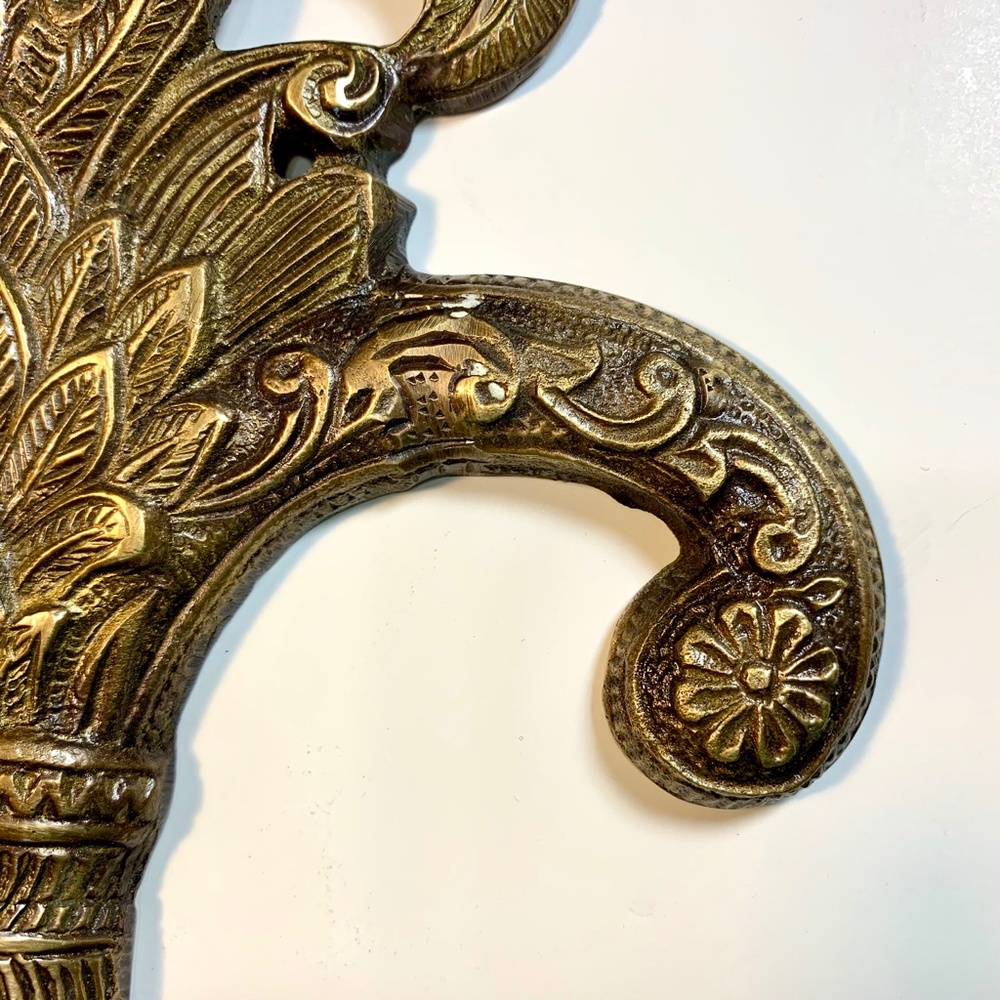 Brass Ornate Wall Candle Sconce - Picture 5 of 8